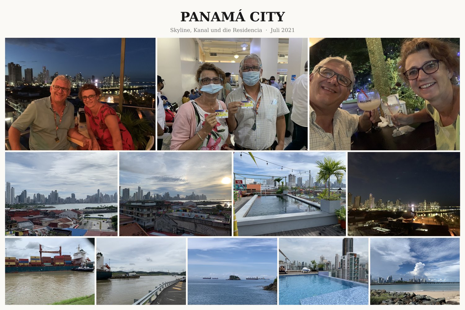 Fotocollage Panamá-Stadt: Skyline, Kanal und die Residencia